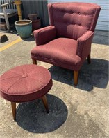 Upholstered Armchair and Ottoman