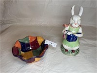 Ceramic bunny and bowl