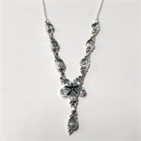 $400 Silver Blue Topaz  13.1G 20" Necklace