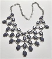 BLUE &  SILVER TONE STATEMENT NECKLACE