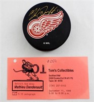 MATHIEU DANDENAULT NHL RED WINGS AUTOGRAPH PUCK