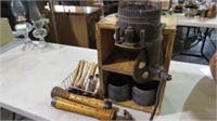 ANTIQUE SOCK MAKER W/SPOOLS, ACCESSORIES