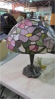 LEADED GLASS HUMINGBIRD TIFFANY STYLE LAMP