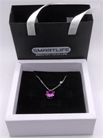 925S 10.0mm Pink Sapphire Solitaire Necklace