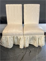 2 White Formal High Back Dining Room Chairs