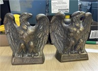 TWO COLONIAL BRASS BOOKENDS