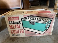 Vintage Coleman 44 quart metal cooler in box