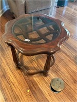 Wood and glass end table