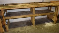 Homemade wood work bench, 96x31x40"h