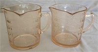 Pair of Vintage Pink Kelloggs Measuring Cups