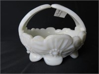 Milk Glass Daisy Basket - 5"