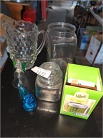 Misc glassware, pitcher & decor