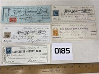 1800s checks with diff. stamps