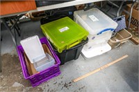 (4) Stacks of Empty Plastic Totes, Various Sizes