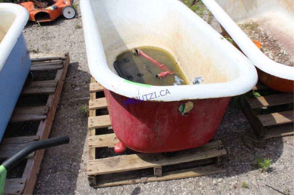 Vintage Cast Iron Bath Tub, Red