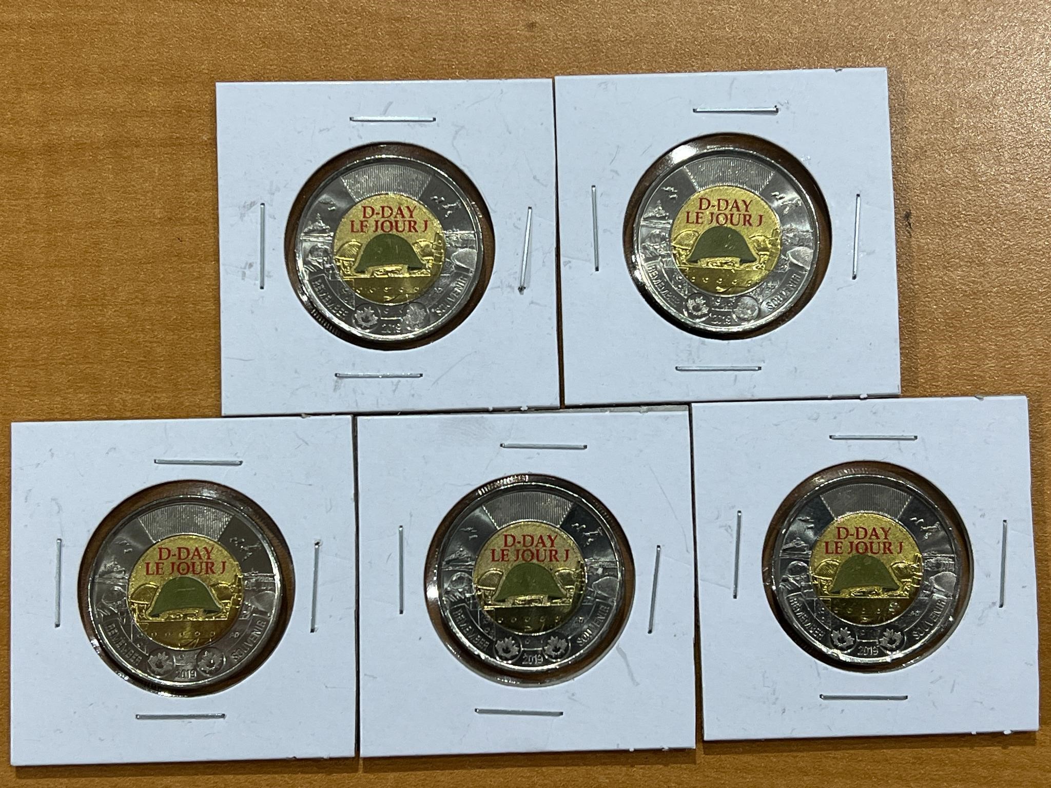 5- 2019 Cdn Colorized D-Day Coins-UNC