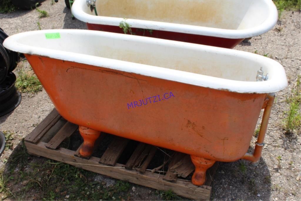 Vintage Cast Iron Bath Tub, Orange