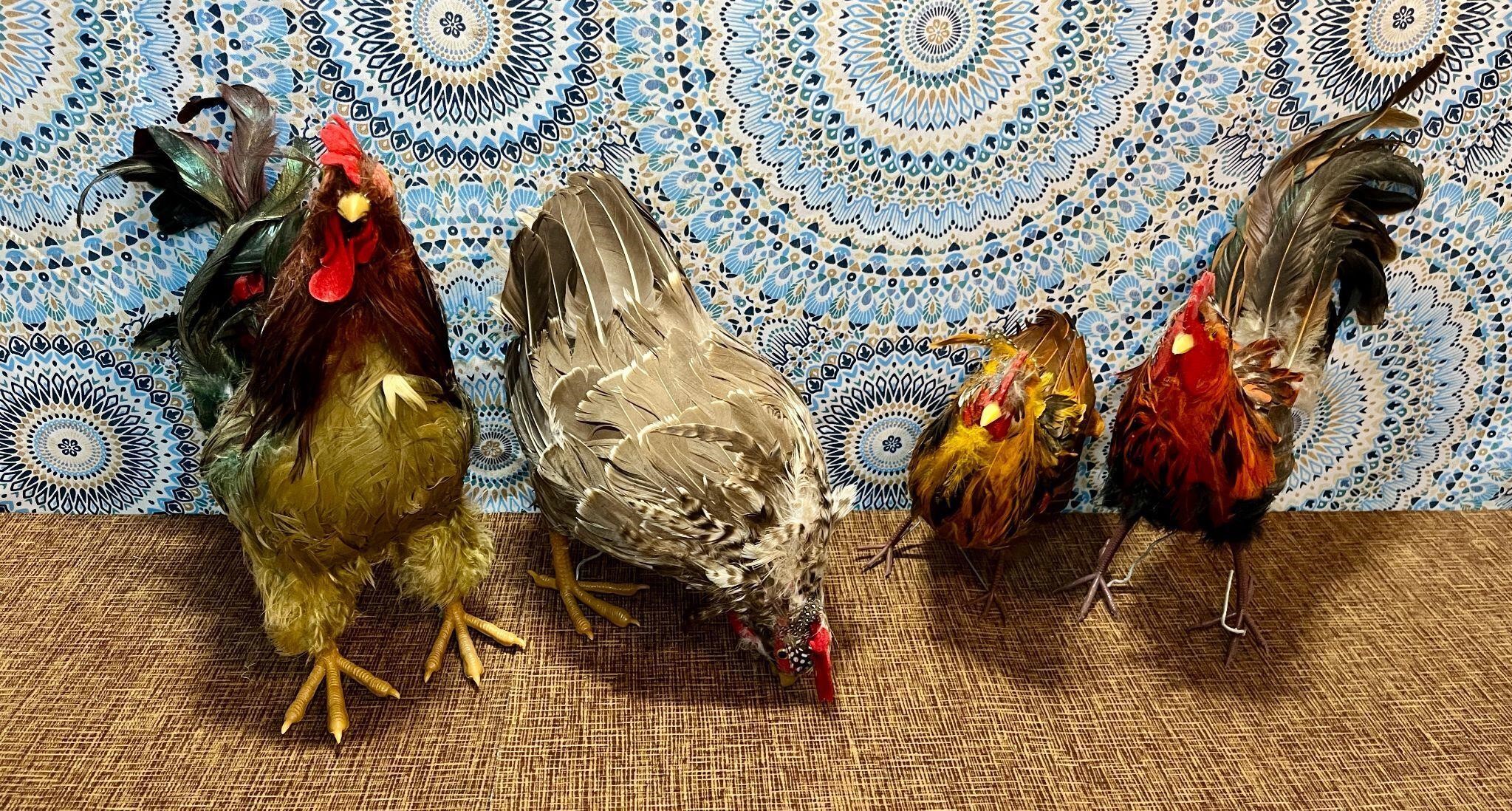 Faux Rooster & Chicken Decor Lot - Qty 4