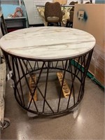 Marble top Iron base end table WDD000557 30"