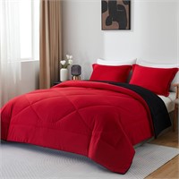 $121-- 3 Pcs Comforter Set King(Dark Red)