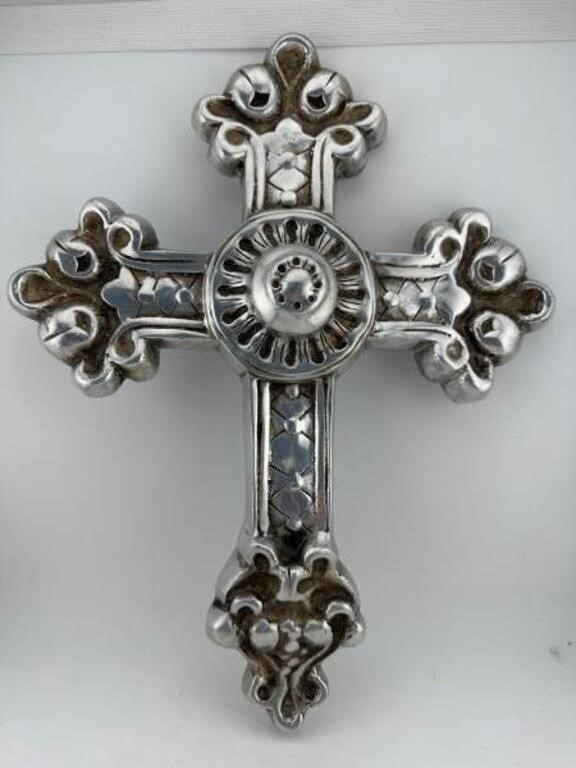 Ornate Silver Gothic Crucifix.