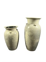 (2) Signed Raku Pottery Vases 2001