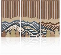 3pc IARTTOP Wood Mountain Art  16x32in/pc  Red