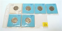 6- Mixed date Liberty and Buffalo nickels: 1912-D,