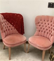 Pair of Matching Armless Red Chairs