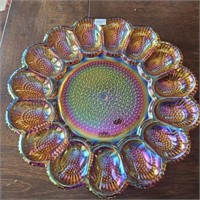 Indiana Carnival Glass Deviled Egg & Relish Plate