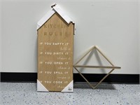 Kitchen Rules Sign and Wall Shelf