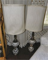 Pair of 1950's Stiffel Lamps, Original Shades