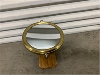 Small mirror acacia wood and soft brass