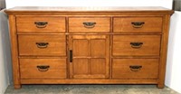 Wooden Seven Drawer Dresser with Cabinet