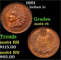 1901 Indian 1c Grades Choice Unc RB