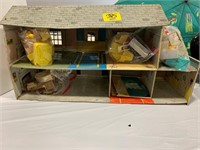 TIN LITHO DOLL HOUSE FULL OF FURNITURE