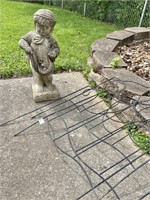 25" Concrete girl lawn ornament, 3 pcs fencing