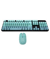 Wireless Keyboard Mouse Combo  Full Size Retro