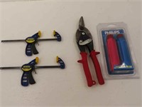 Mini Irwin Clamps, Tin Snips and Philips Grips