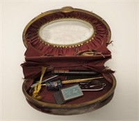 Victorian crystal inset sewing compendium