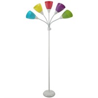 White 5 Light Floor Lamp with Multi-Colored Shades