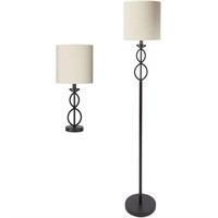 Mainstays Table and Floor Lamp Set, Black Matte