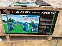 Unused Diggit 20X30 Foot Metal Garage Carport Shed