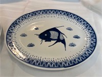 5 pieces cobalt koi motif plates