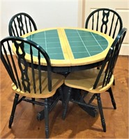 Round Tile Top Breakfast Table with 4 Chairs