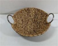 Woven Centerpiece Basket with Silver Tone Plastic