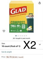 X2 Glad 100% Compostable Bags - Tall 49 Litres -
