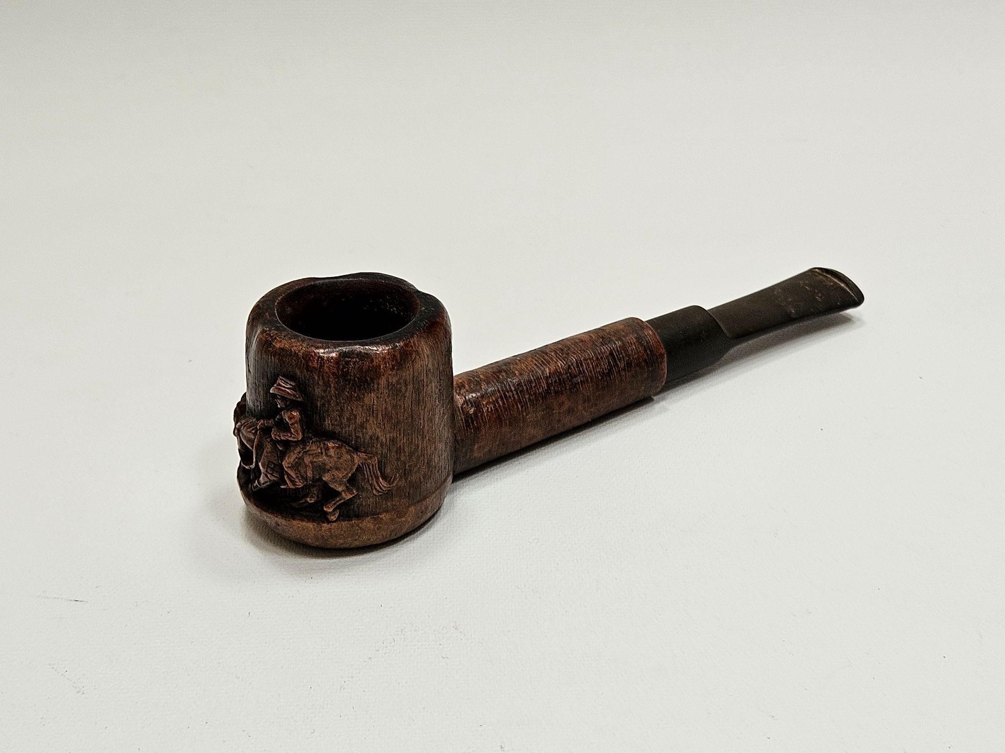 VINTAGE COWBOY CARVED TOBACCO SMOKING PIPE