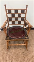 Antique 1870s aesthetic wood & leather chair -