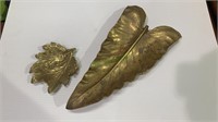 2 brass VMC leaf trays by Virginia Metal